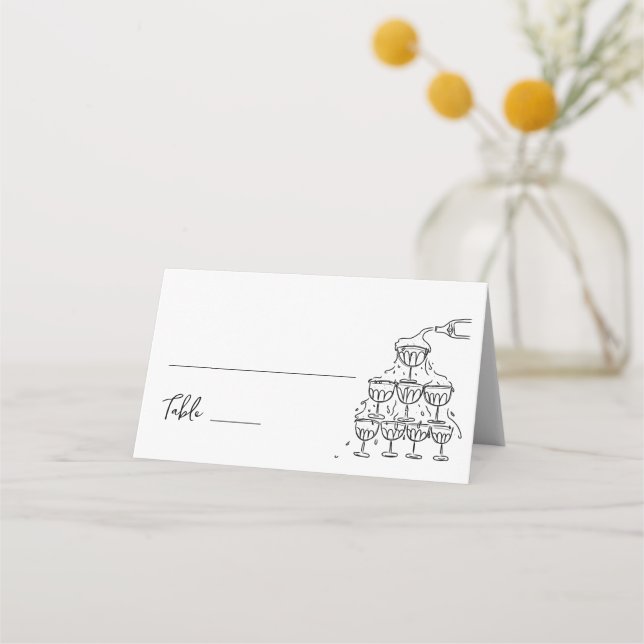 Cartão de local de champanhe desenhado à mão (Frente)