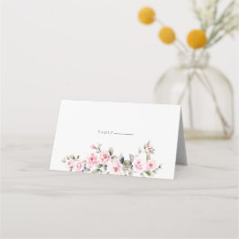 Cartão de Local Dobrado De Casamento Floral Rosa E