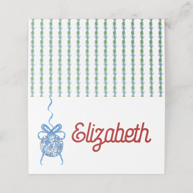 Cartão de Local Dobrado do Pedido Chinoserie Azul (Exterior/Desdobrado)