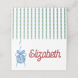 Cartão de Local Dobrado do Pedido Chinoserie Azul