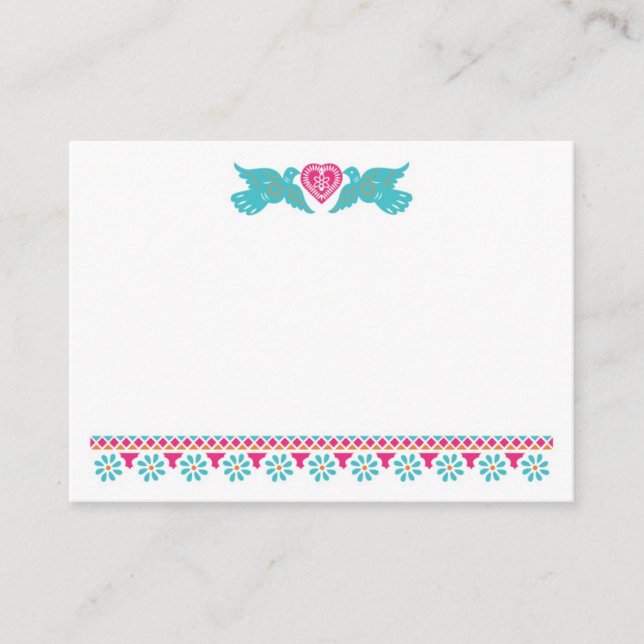 Cartão de Local Papel Picado Lovebird (Frente)
