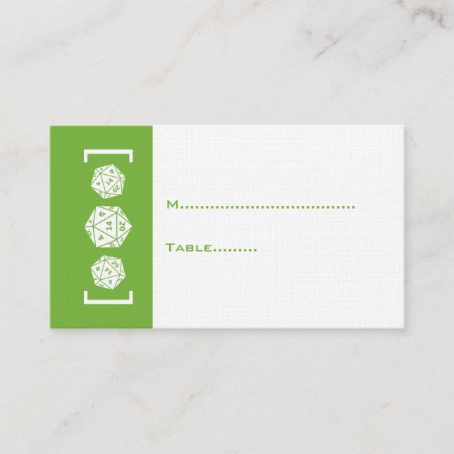 Cartão de Local para Jogador de Dice Verde D20 (Frente)