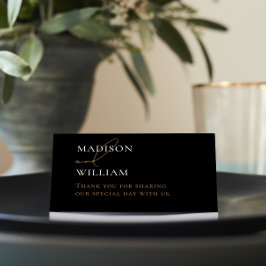 Cartão de Local Personalizado de Casamento Preto e