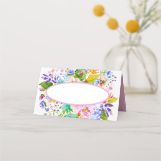 Cartão de Local Romântico Romântico Floral Rosa Mo