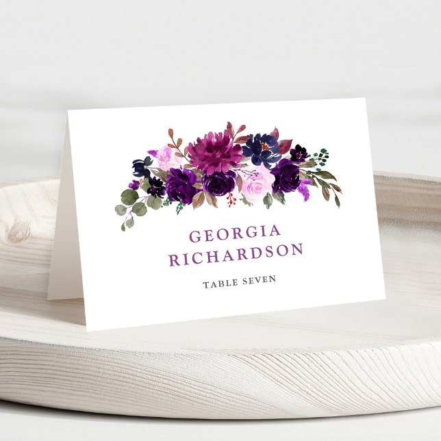 Cartão de Localidade de Boho Floral de Lavanda Rox (Purple Lavender Floral Boho Wedding guest name Place Card )