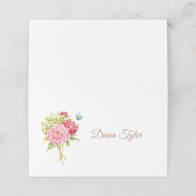 Cartão de Localidade Dobrado e Hydrangea (Exterior/Desdobrado)