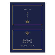 Cartão de Localização de Mesa de Casamento Azul Ma