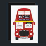 Cartão de London Bus Salve a Data Preto<br><div class="desc">Cartão Vermelho London Bus Salve a Data. Uma ótima maneira de anunciar o seu casamento!</div>