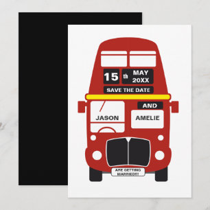 Cartão de Londres de Ônibus Salve a Data Preto