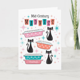 Cartão de Loucura Moderna do Século médio Pyrex Ca