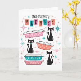 Cartão de Loucura Moderna do Século médio Pyrex Ca