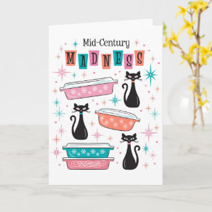 Cartão de Loucura Moderna do Século médio Pyrex Ca