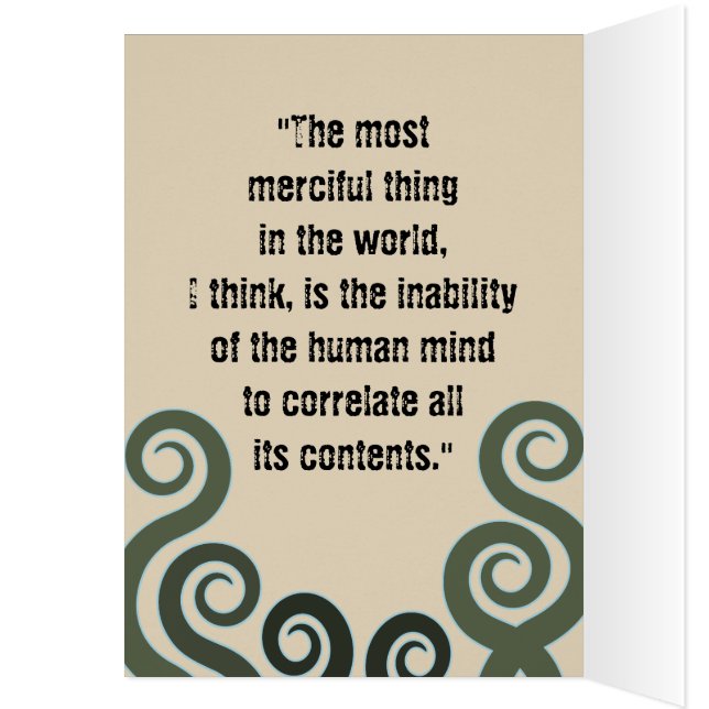 Cartão de Lovecraft, retrato de Lovecraft (Interior (esquerda))