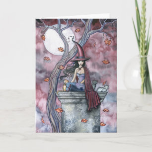 Cartão de Lua de Bruxa de Bruxas de Outubro