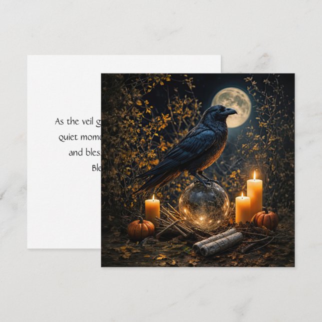 Cartão de Lua de Velas Pretas Lindas de Samhain do (Frente/Verso)