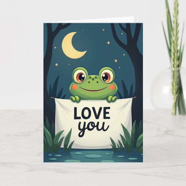 Cartão de Lua do Sapo Bonito Amor (Frente)