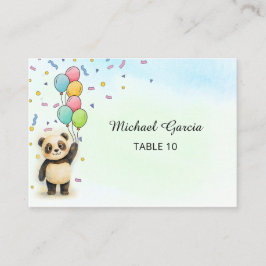 Cartão De Lugar Adorable Panda Balloon 1st Birthday 