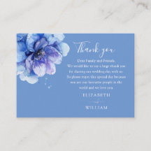 Agradecimento de casamento elegante em aquarela az