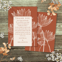 Agradecimento de Casamento Floral de Terracota