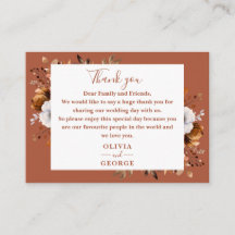 Agradecimento de Casamento Floral Outono Terracota