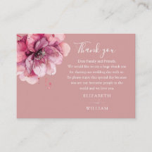 Agradecimento Floral de Casamento em Aquarela Rosa