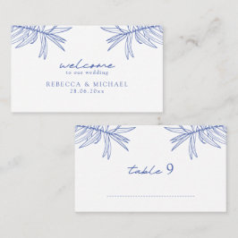 Cartão De Lugar Algo Azul, Simples Mão Desenhada, Plano Botânico