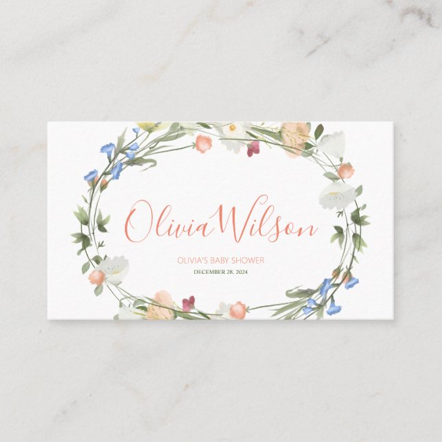 Cartão De Lugar Amor com flor selvagem (Frente)