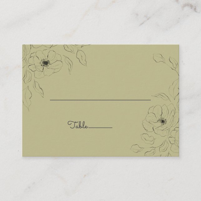 Cartão De Lugar Anêone em uma placa de local plano de fundo Sage* (Frente)