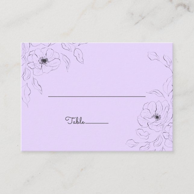 Cartão De Lugar Anêone na placa de lugar plana de Lavanda pálida (Frente)
