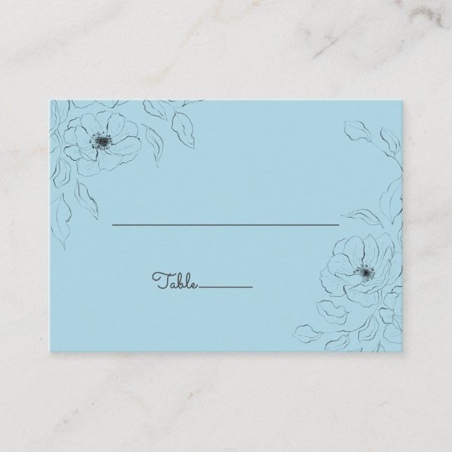 Cartão De Lugar Anêone sobre fundo azul pálido~Plano (Frente)