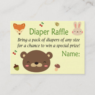 Cartão De Lugar Animais da floresta Fraldas Bilhetes de Raffle