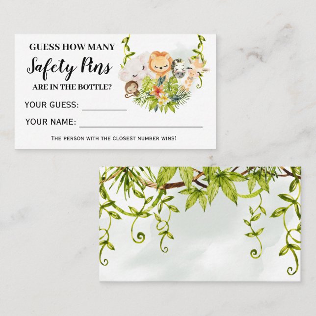 Cartão De Lugar Animais Selvagens Quantos Pinos De Segurança Cartã (Frente/Verso)