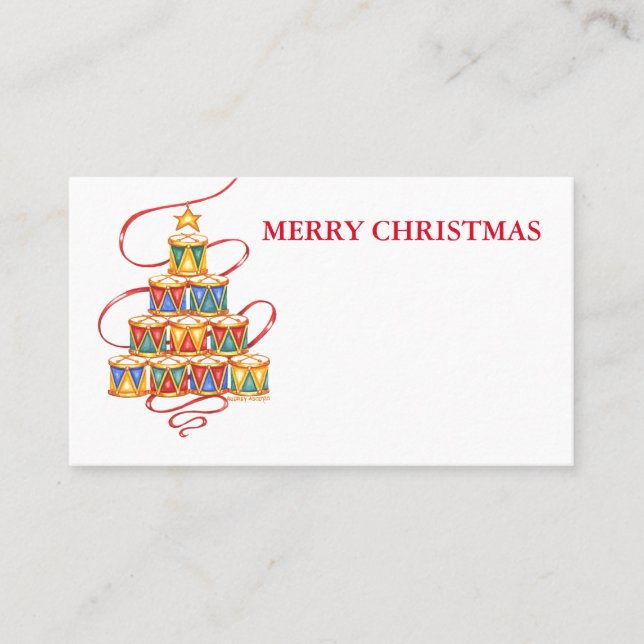 Cartão De Lugar Árvore de tambores Merry Christmas Place Cards Nom (Frente)