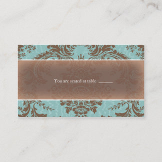 Cartão de lugar azul elegante