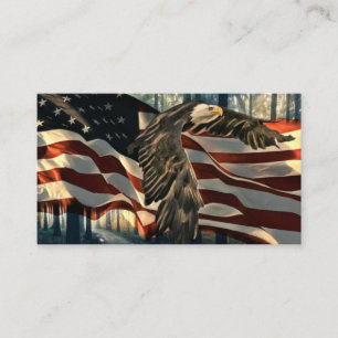 Cartão De Lugar Bald Eagle American Flag Country Road
