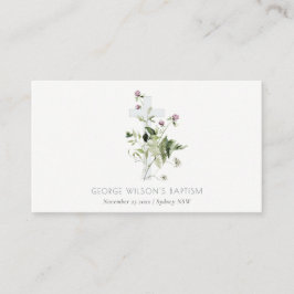 Cartão De Lugar Batismo Floral de Flor Selvagem Roxo Elegante