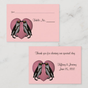 Cartão De Lugar Beijar Mesa de Casamento de Pinguins