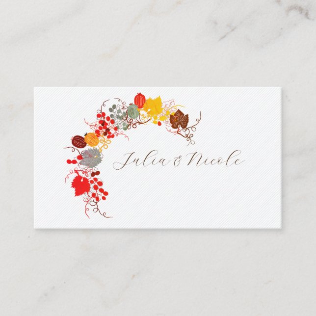 Cartão De Lugar Beijo Francês Flores de Uva Doce Casamento (Frente)