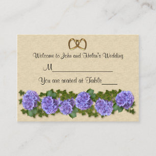 Cartão De Lugar Bilhete de Casamento Hydrangeas mesa assento