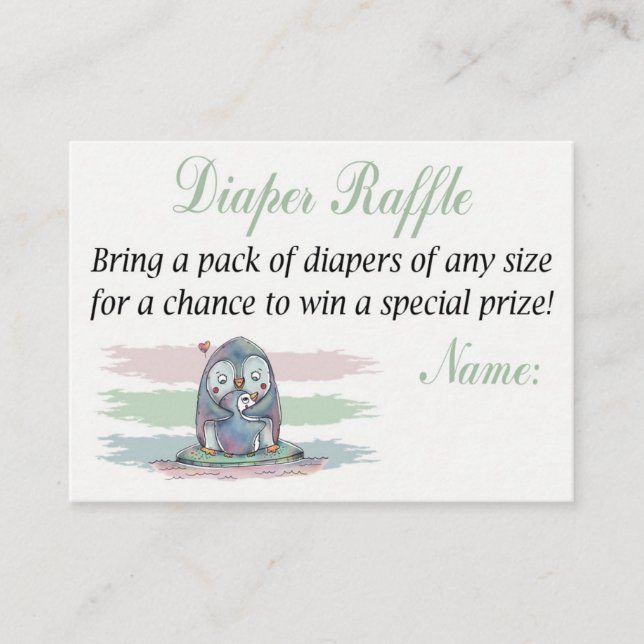 Cartão De Lugar Bilhetes de Fralda de pinguim (Frente)