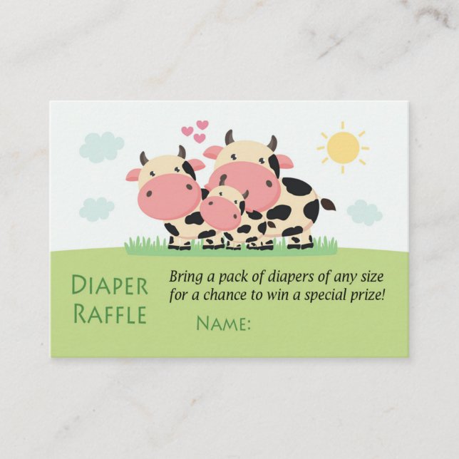 Cartão De Lugar Bilhetes de Fralda de Vaca (Frente)
