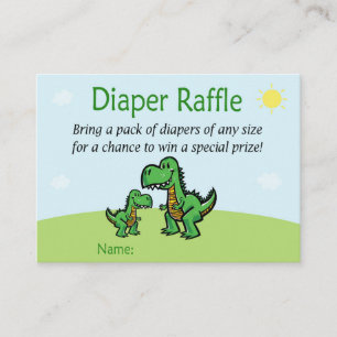 Cartão De Lugar Bilhetes de Fralda Dinossauro, Raffle Dino Fralda