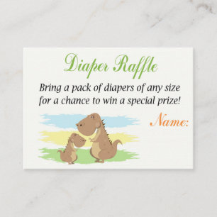 Cartão De Lugar Bilhetes de Fralda do Dinossauro Raffle