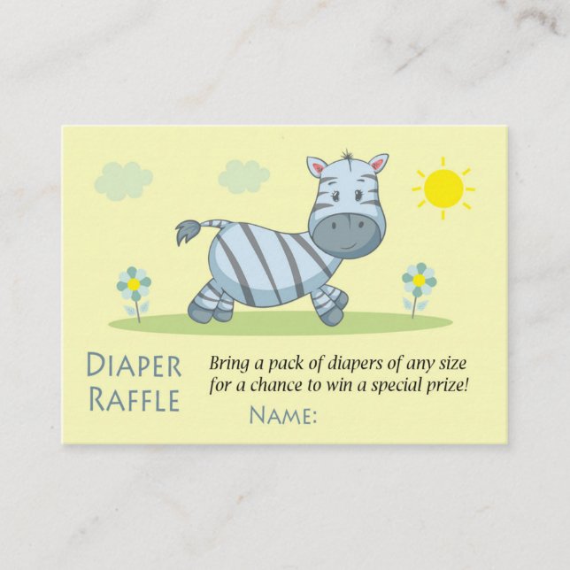 Cartão De Lugar Bilhetes de Fralda Zebra Raffle (Frente)
