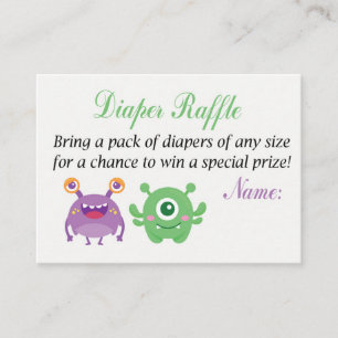 Cartão De Lugar Bilhetes de Raffle de Fralda Monster