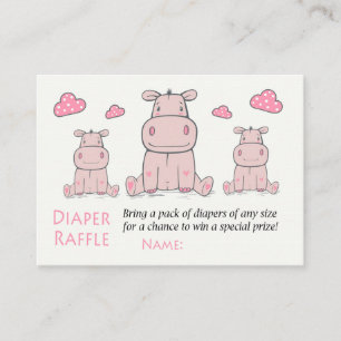 Cartão De Lugar Bilhetes de Rifa de Fraldas Rose Hippo