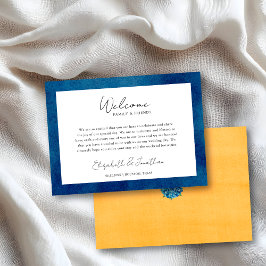 Cartão De Lugar Blue Hydrangeas Wedding Welcome Gift Bag Basket