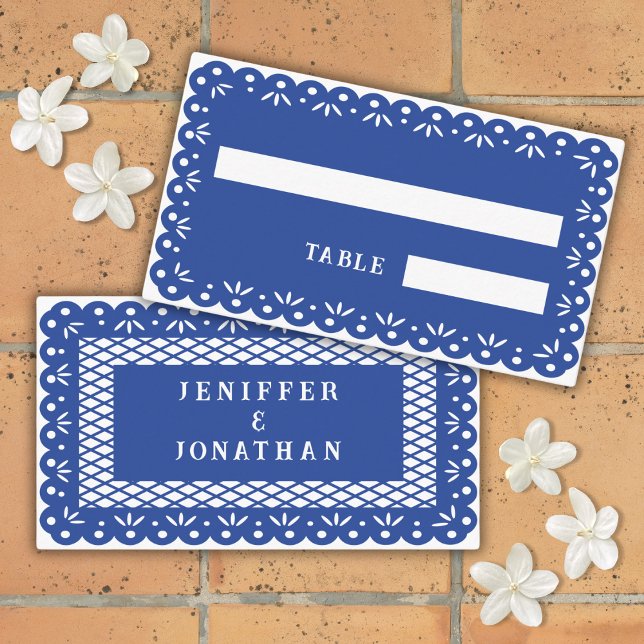 Cartão de lugar BLUE MEXICAN PAPEL PICADO (Criador carregado)