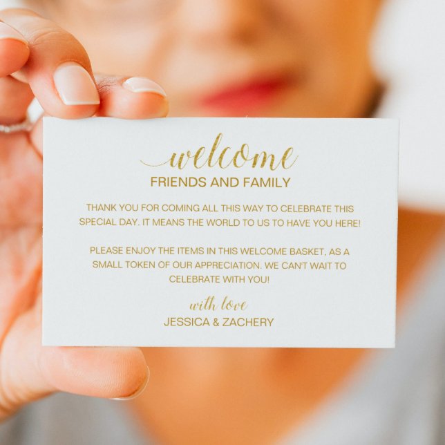 Cartão De Lugar Boas-vindas ao casamento Dourado moderno - Gift Ba (Criador carregado)