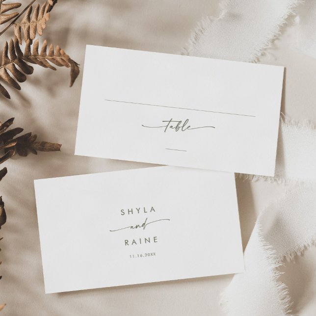 Cartão De Lugar Boho Chic Green e White Wedding Flat (Criador carregado)